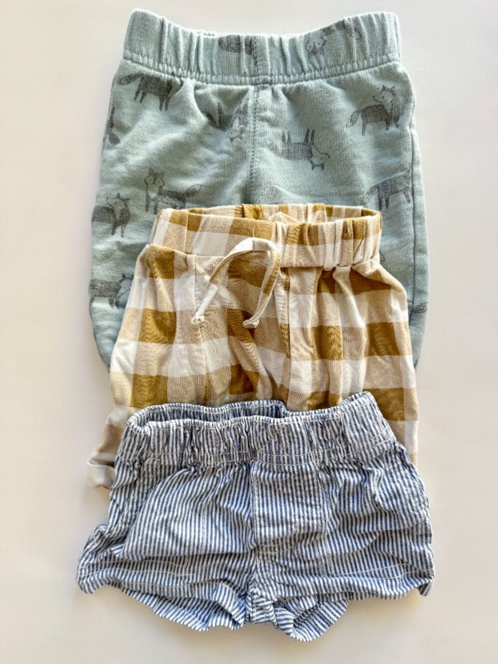 Baby 3pc Bottoms Bundle Fox Gingham Stripe 0-3M